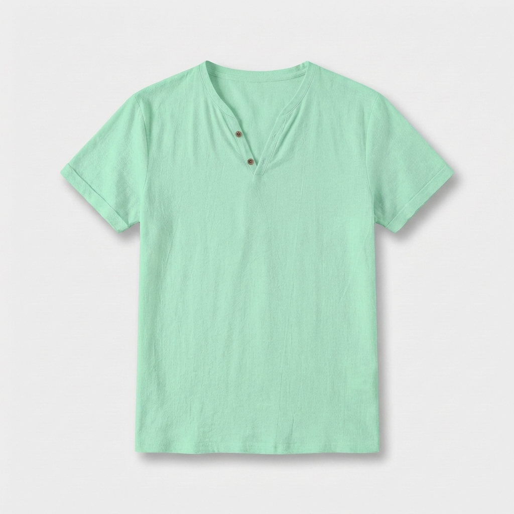 Rivaclo | Homme t-shirt Henley – coupe slim manches courtes