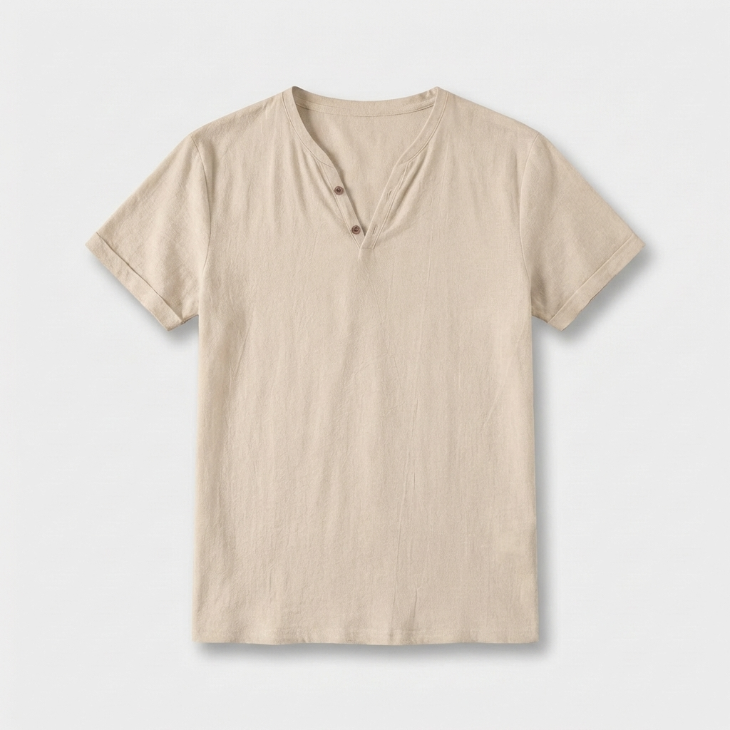 Rivaclo | Homme t-shirt Henley – coupe slim manches courtes