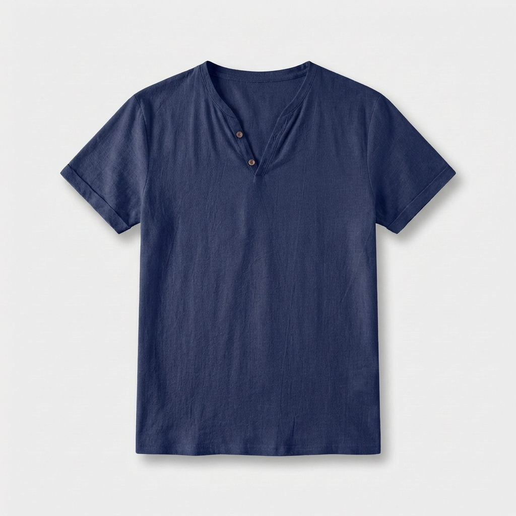 Rivaclo | Homme t-shirt Henley – coupe slim manches courtes
