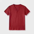 Rivaclo | Homme t-shirt Henley – coupe slim manches courtes