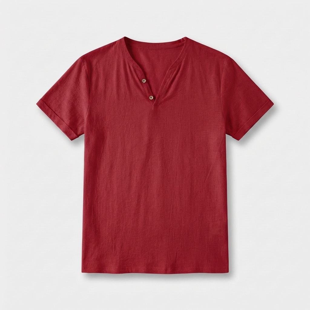 Rivaclo | Homme t-shirt Henley – coupe slim manches courtes