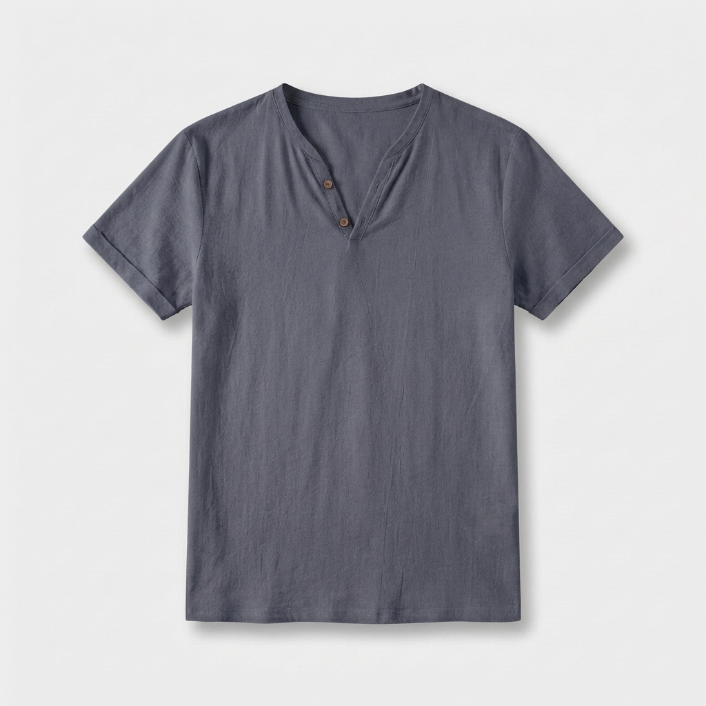 Rivaclo | Homme t-shirt Henley – coupe slim manches courtes