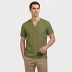 Rivaclo | Homme t-shirt Henley – coupe slim manches courtes