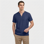 Rivaclo | Homme t-shirt Henley – coupe slim manches courtes
