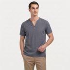 Rivaclo | Homme t-shirt Henley – coupe slim manches courtes