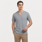 Rivaclo | Homme t-shirt Henley – coupe slim manches courtes