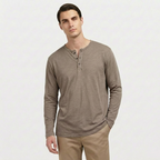 Rivaclo | Men's Long Sleeve T-Shirt – Buttoned Collar Slim Fit