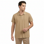 Rivaclo | Men's Textured Polo – Relaxed Fit Short Sleeves