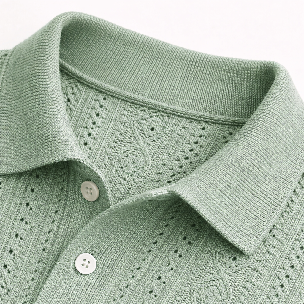 Rivaclo | Men's Textured Polo – Relaxed Fit Short Sleeves