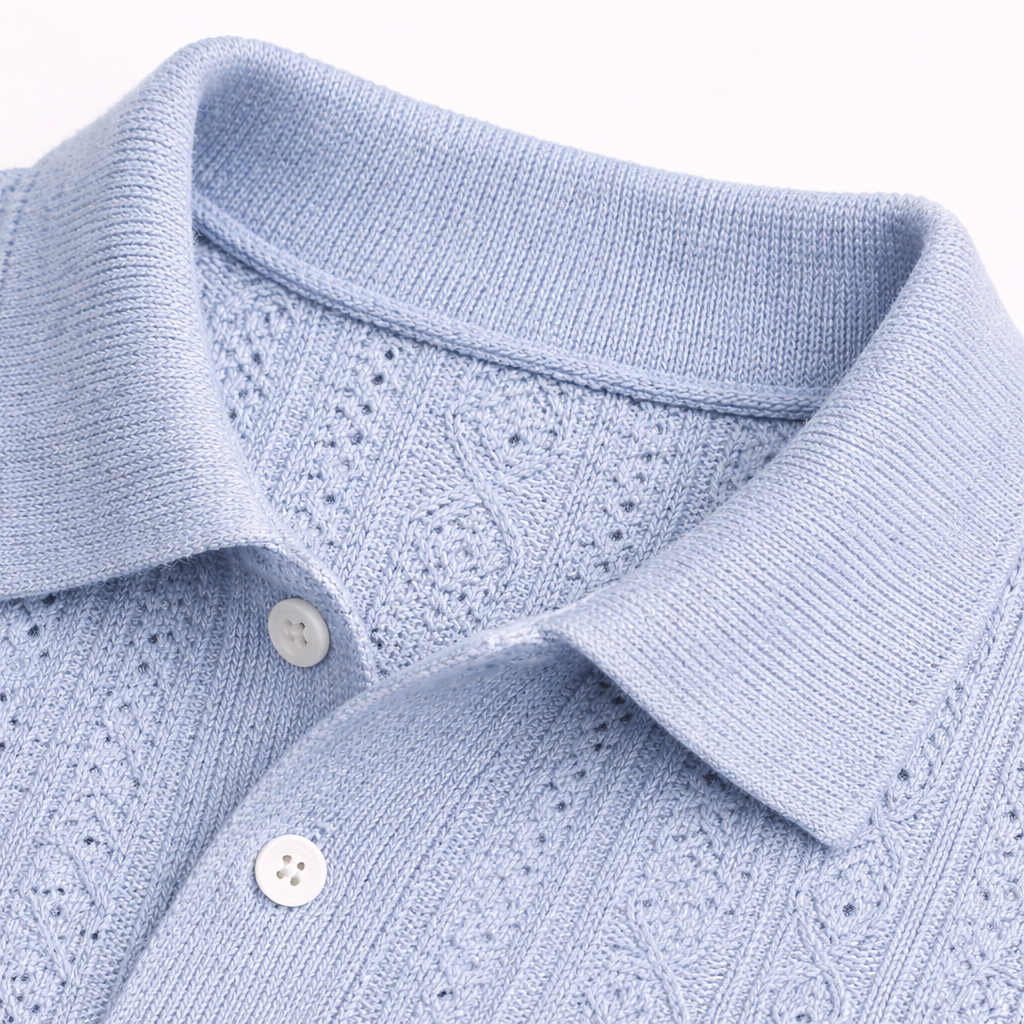 Rivaclo | Men's Textured Polo – Relaxed Fit Short Sleeves