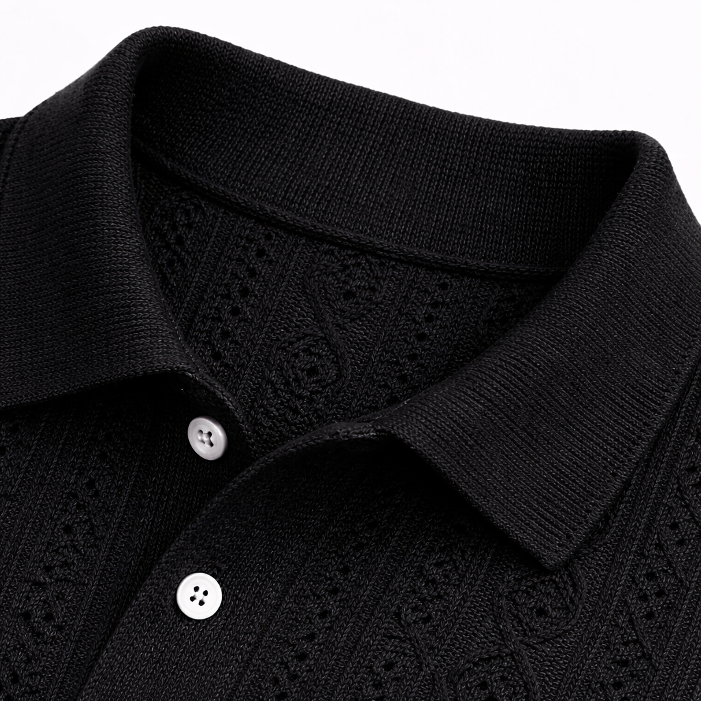 Rivaclo | Men's Textured Polo – Relaxed Fit Short Sleeves