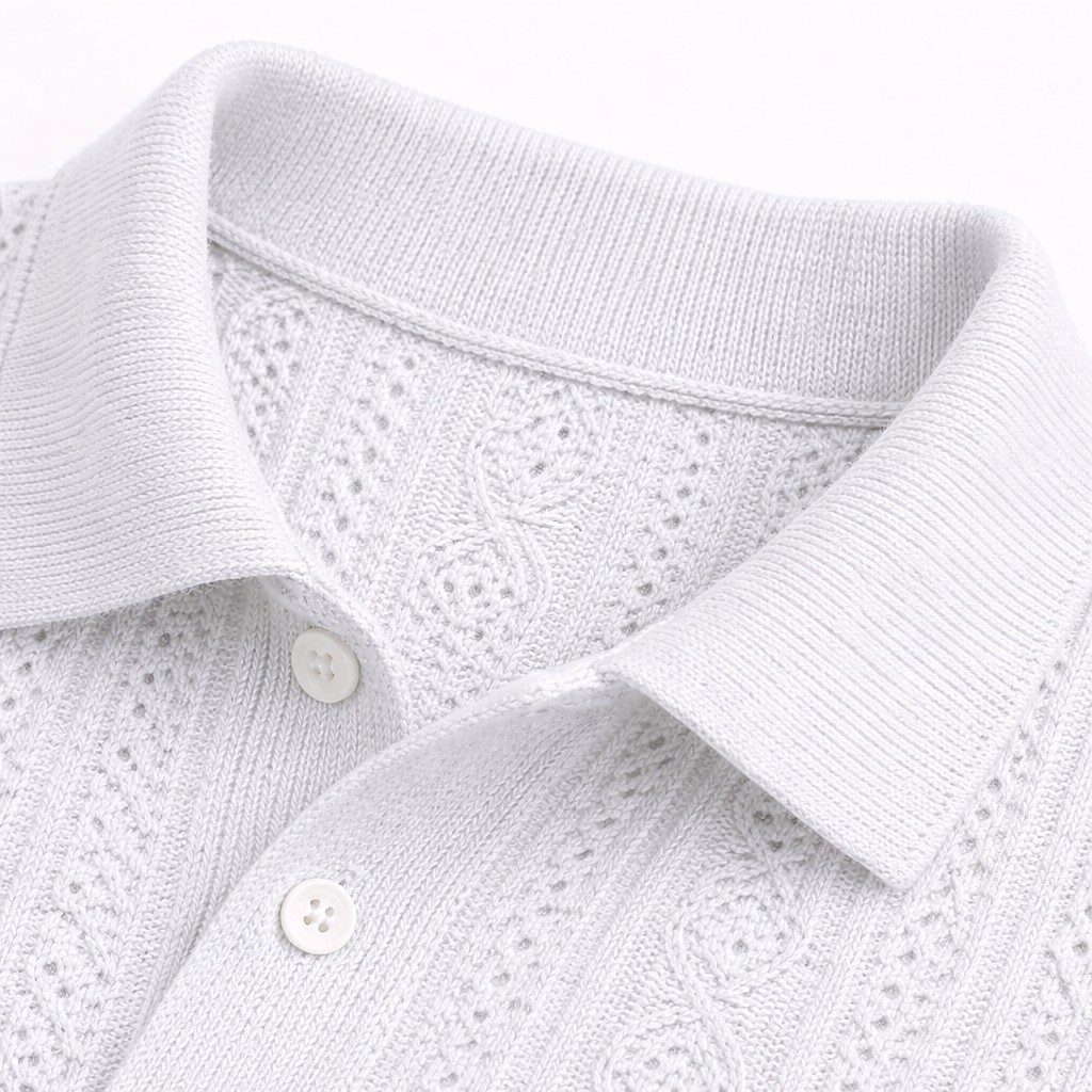 Rivaclo | Men's Textured Polo – Relaxed Fit Short Sleeves