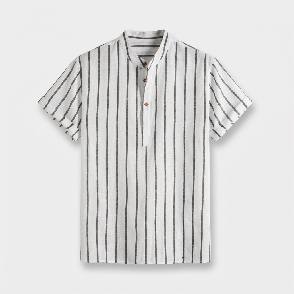 Rivaclo | Men's Button-Down Striped Shirt – Short Sleeves