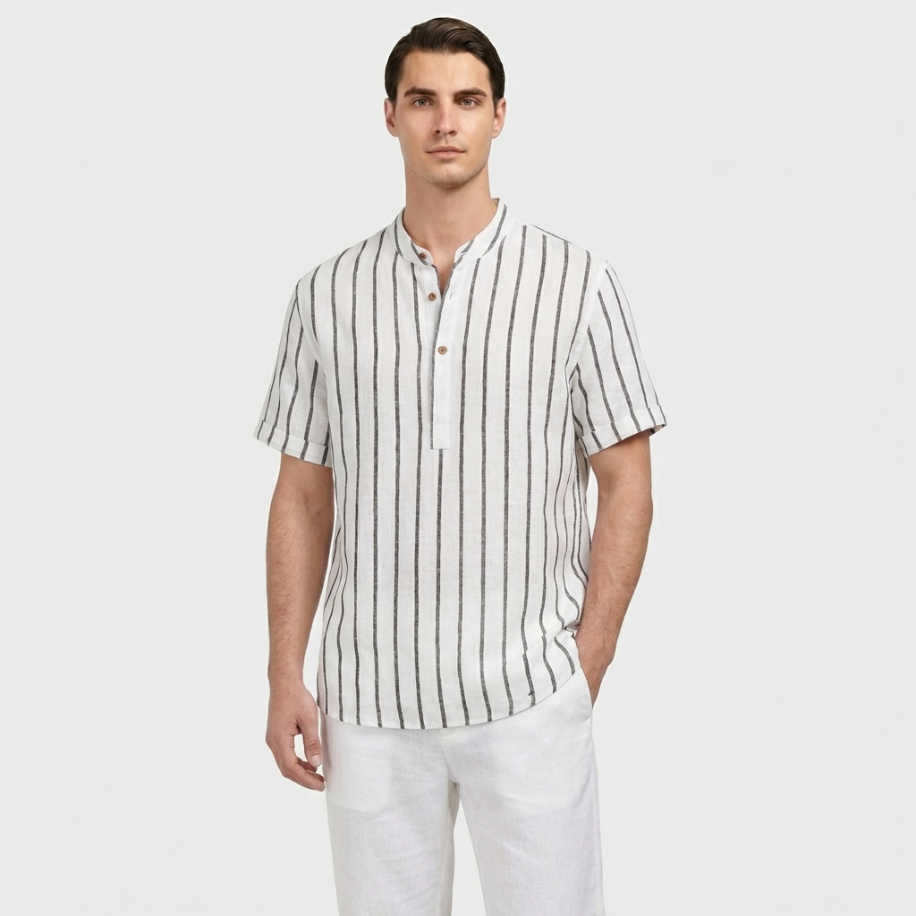 Rivaclo | Men's Button-Down Striped Shirt – Short Sleeves