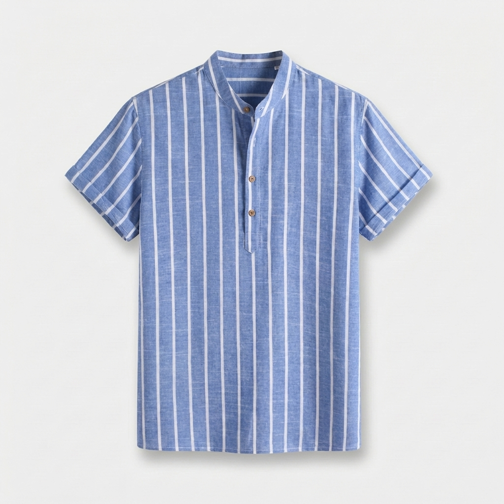 Rivaclo | Men's Button-Down Striped Shirt – Short Sleeves