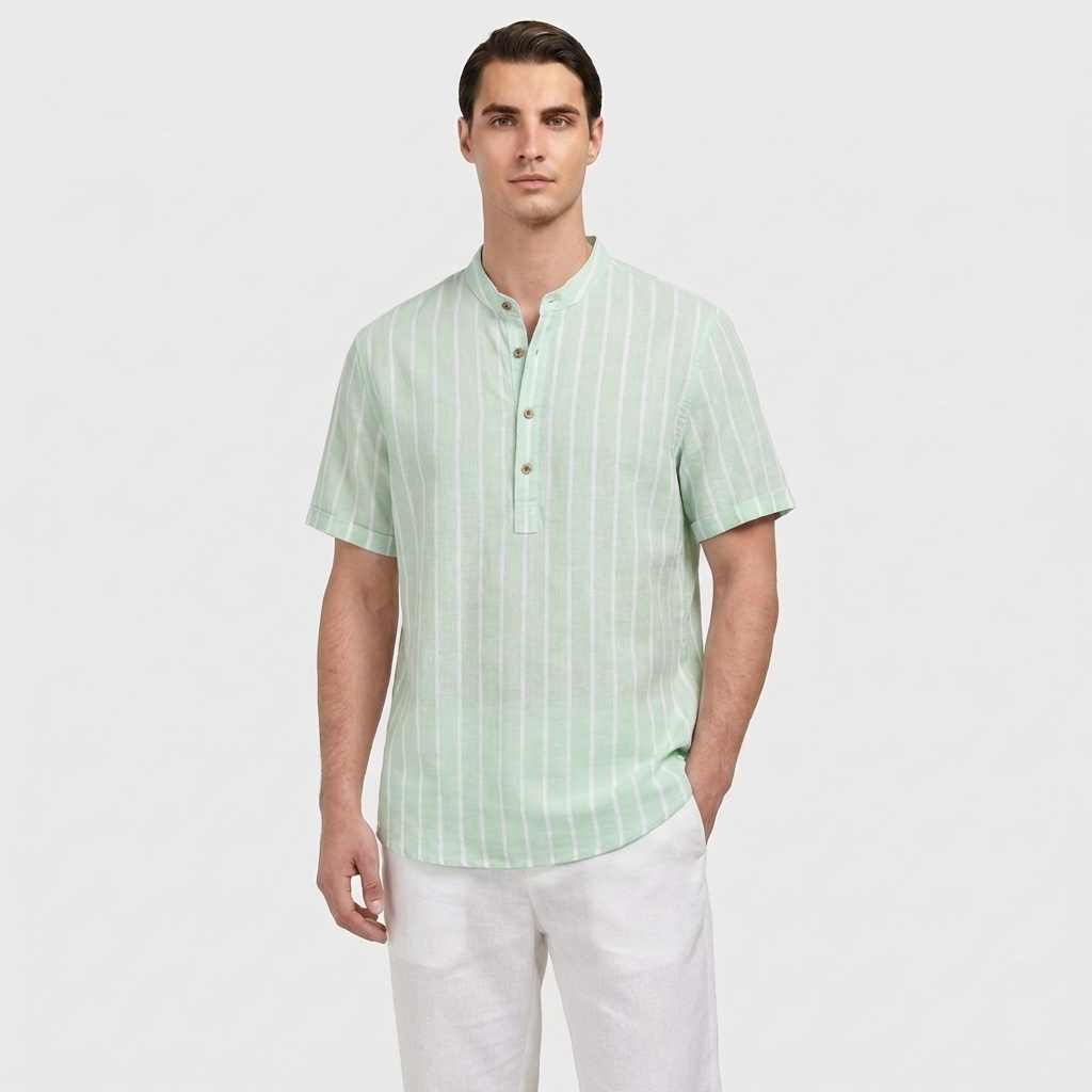 Rivaclo | Men's Button-Down Striped Shirt – Short Sleeves