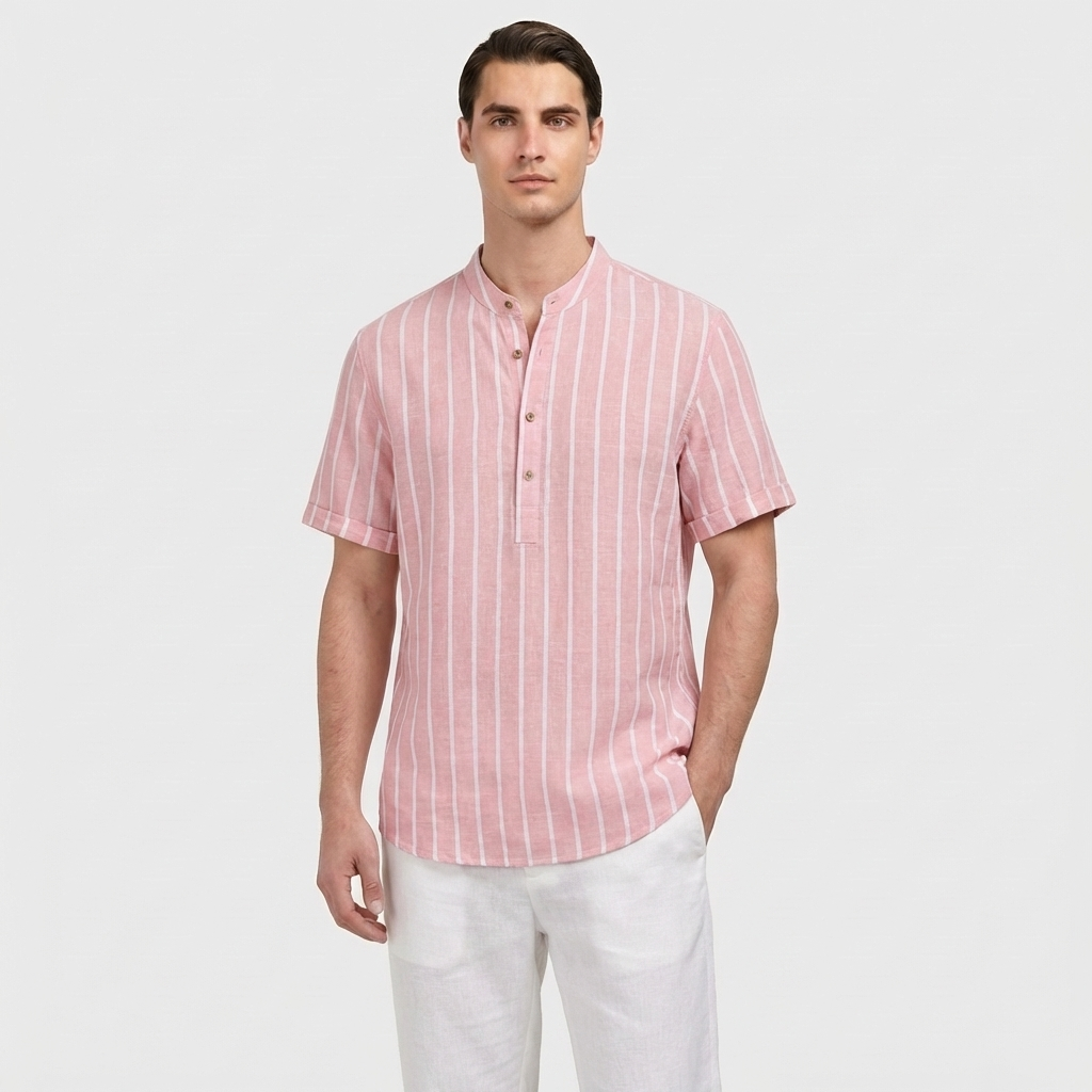 Rivaclo | Men's Button-Down Striped Shirt – Short Sleeves