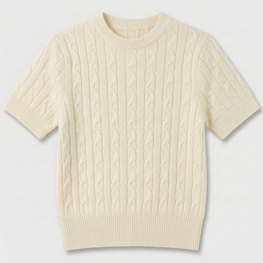 Rivaclo | Femme top maille coupe slim – manches courtes design câblé