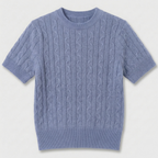 Rivaclo | Femme top maille coupe slim – manches courtes design câblé