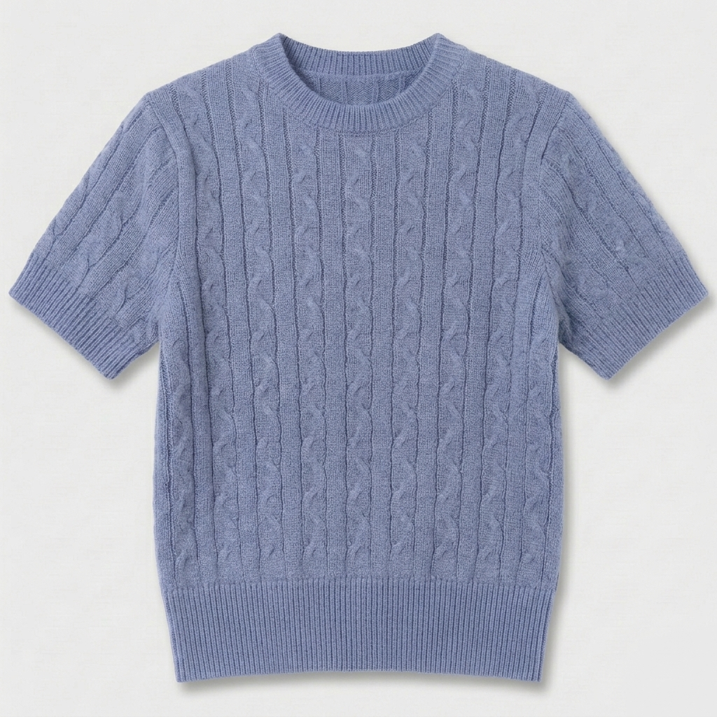 Rivaclo | Femme top maille coupe slim – manches courtes design câblé
