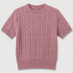 Rivaclo | Femme top maille coupe slim – manches courtes design câblé