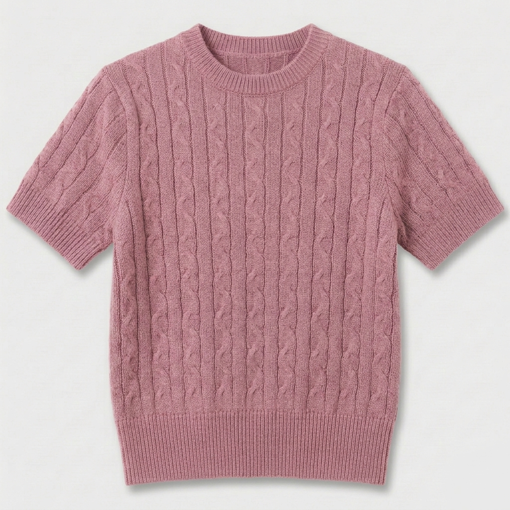 Rivaclo | Femme top maille coupe slim – manches courtes design câblé