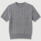 Rivaclo | Femme top maille coupe slim – manches courtes design câblé