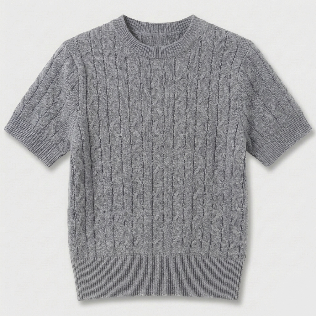 Rivaclo | Femme top maille coupe slim – manches courtes design câblé