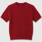 Rivaclo | Femme top maille coupe slim – manches courtes design câblé