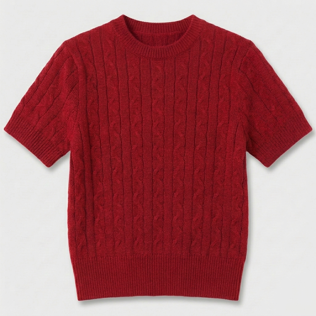 Rivaclo | Femme top maille coupe slim – manches courtes design câblé