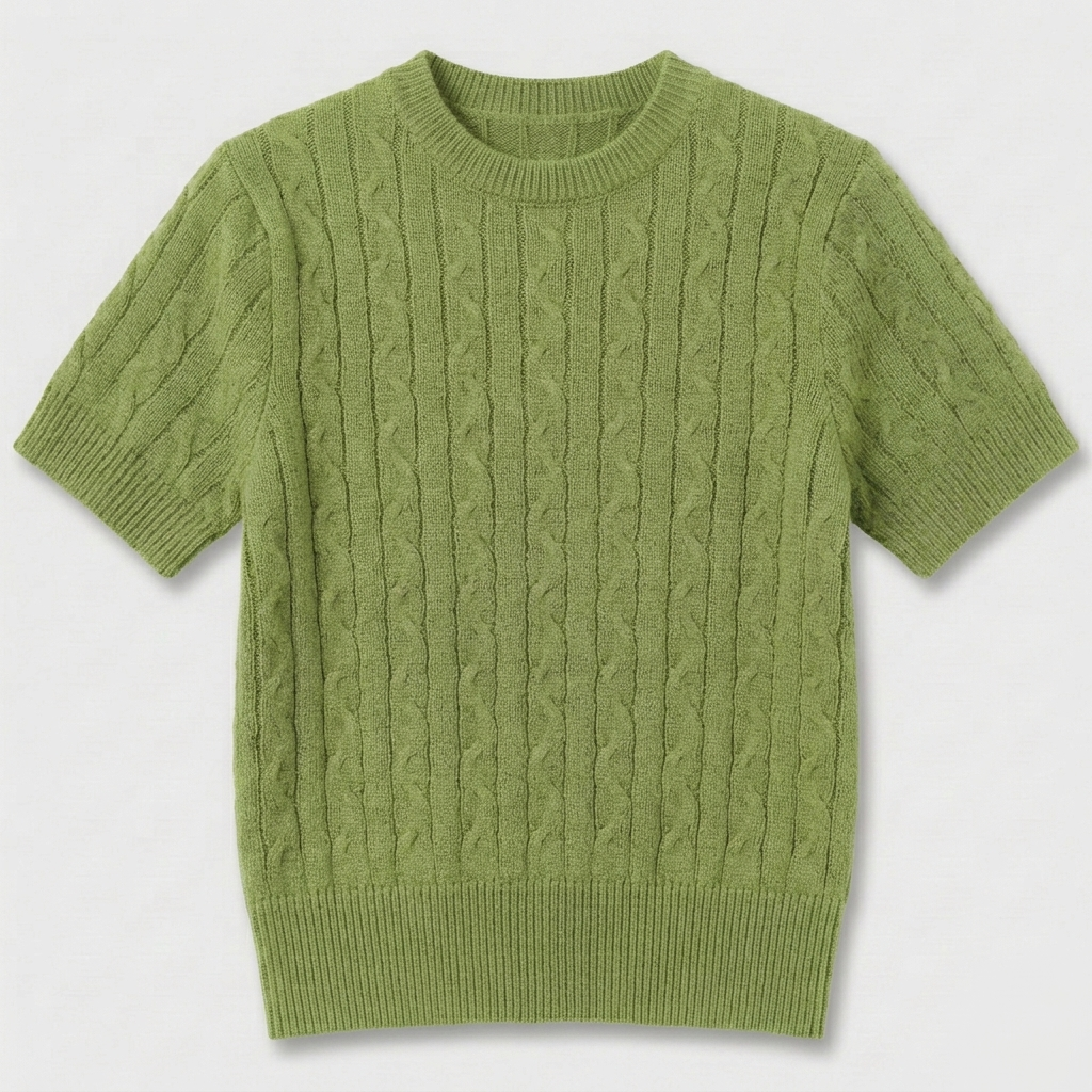 Rivaclo | Femme top maille coupe slim – manches courtes design câblé