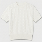 Rivaclo | Femme top maille coupe slim – manches courtes design câblé