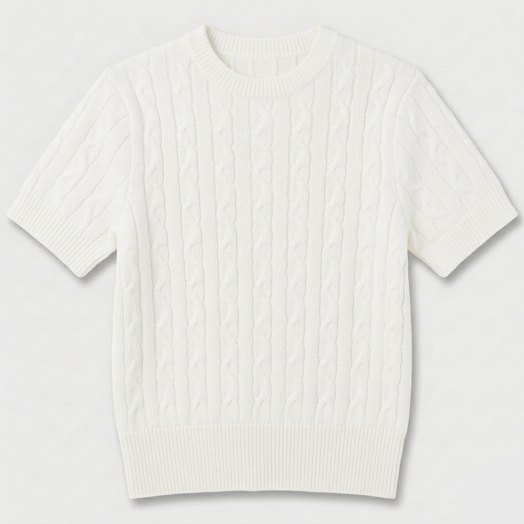Rivaclo | Femme top maille coupe slim – manches courtes design câblé