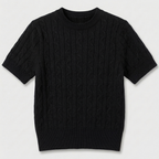 Rivaclo | Femme top maille coupe slim – manches courtes design câblé