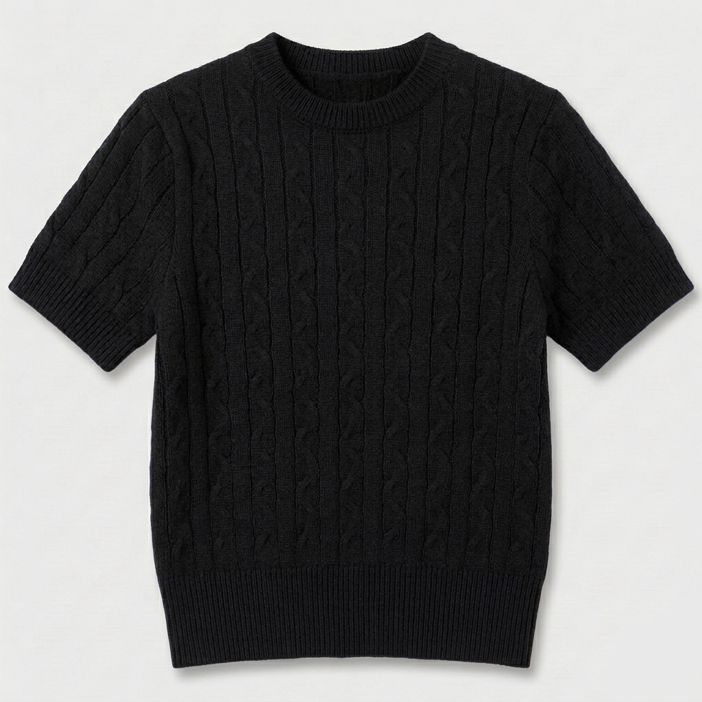 Rivaclo | Femme top maille coupe slim – manches courtes design câblé