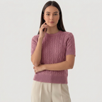 Rivaclo | Femme top maille coupe slim – manches courtes design câblé