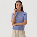 Rivaclo | Femme top maille coupe slim – manches courtes design câblé