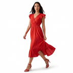 Rivaclo | Femme robe maxi à volants sans manches – col en V