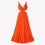 Rivaclo | Women's sleeveless pleated maxi dress – V-neck