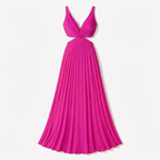 Rivaclo | Women's sleeveless pleated maxi dress – V-neck