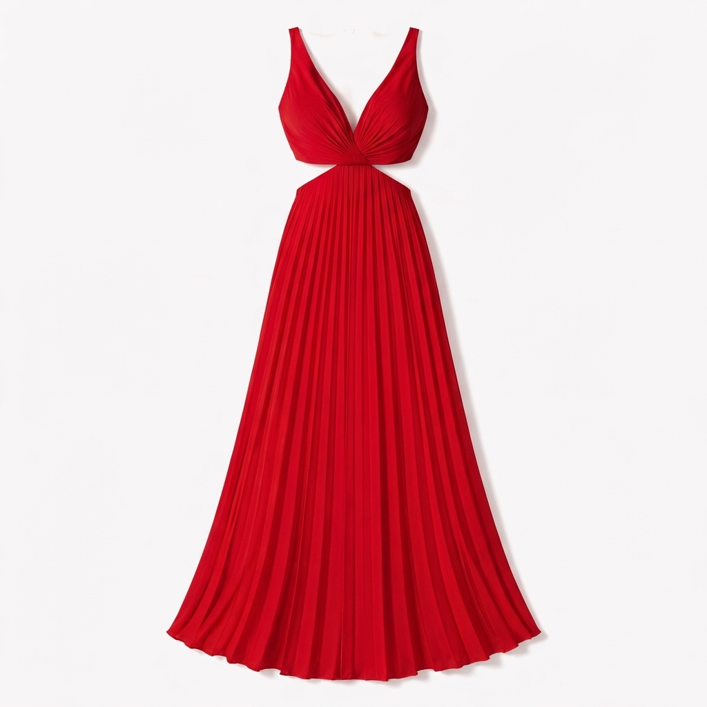 Rivaclo | Women's sleeveless pleated maxi dress – V-neck