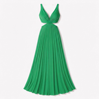 Rivaclo | Women's sleeveless pleated maxi dress – V-neck