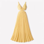 Rivaclo | Women's sleeveless pleated maxi dress – V-neck