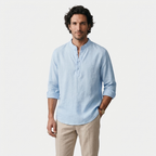 Rivaclo | Men's Henley shirt with high collar – long sleeves