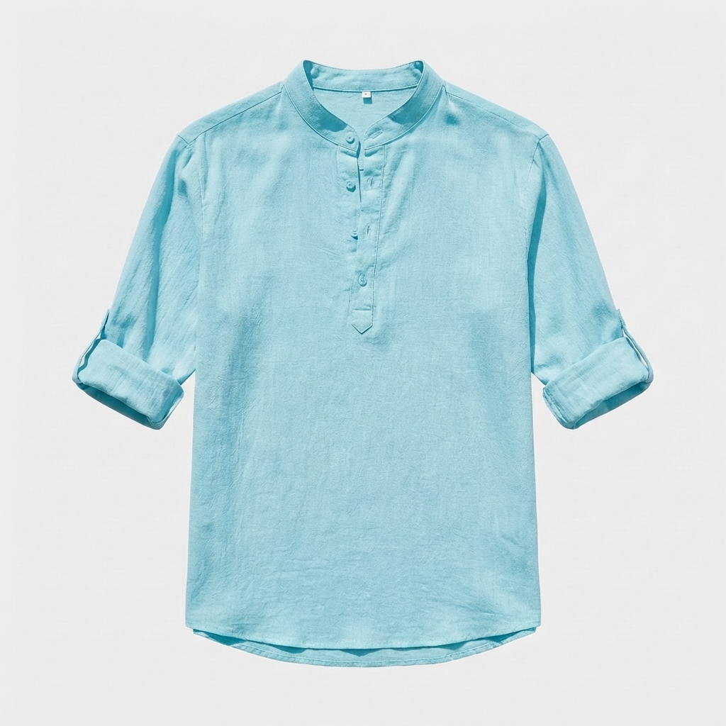 Rivaclo | Men's Henley shirt with high collar – long sleeves