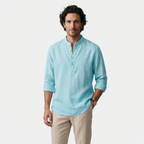 Rivaclo | Men's Henley shirt with high collar – long sleeves