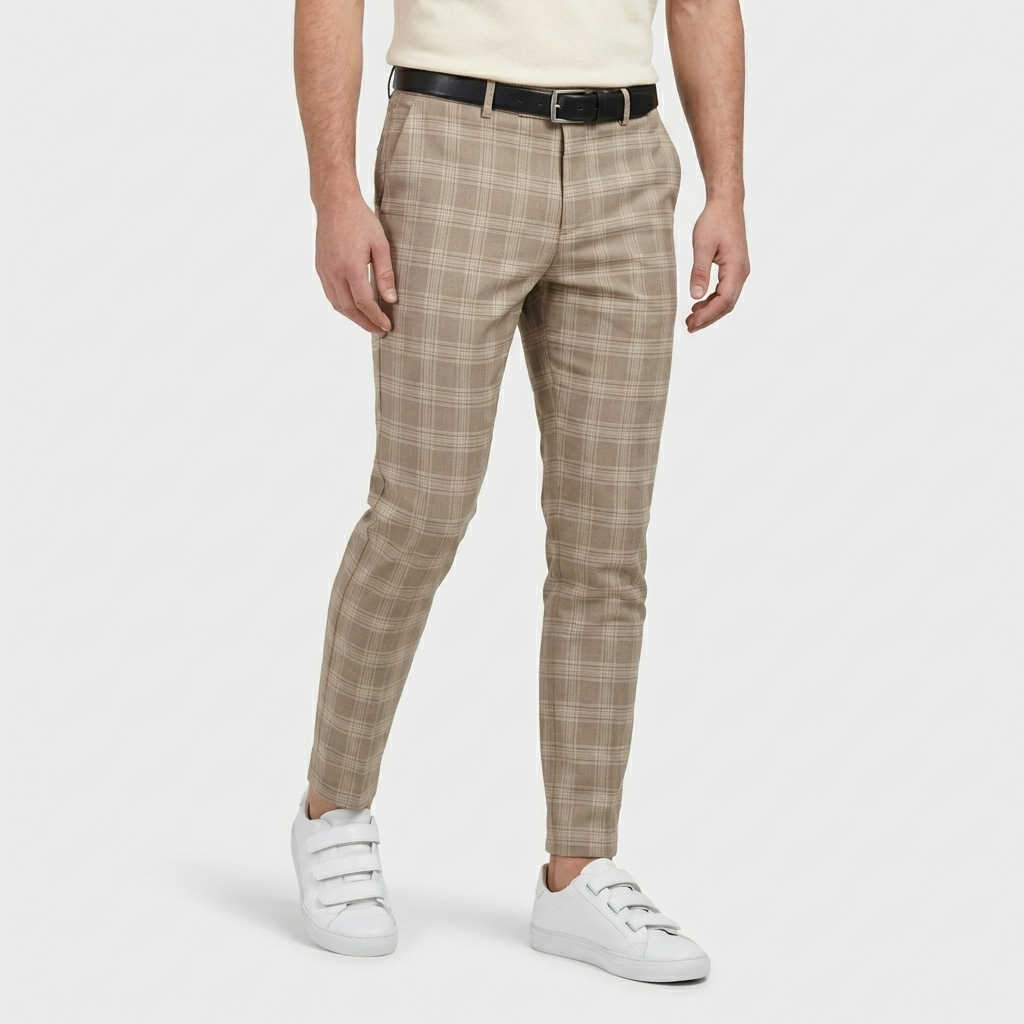 Rivaclo | Men's slim fit checkered pants – skinny style