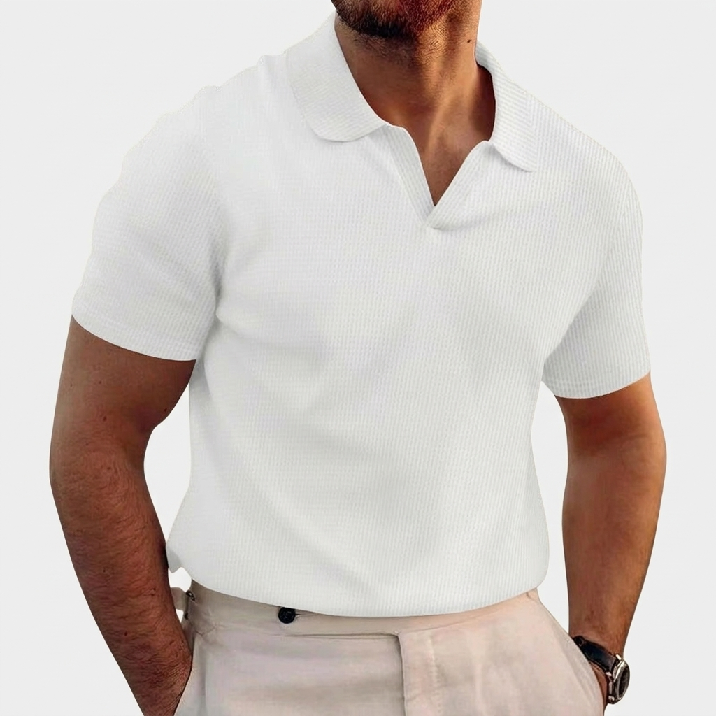 Rivaclo | Men's open collar polo – fitted short sleeves