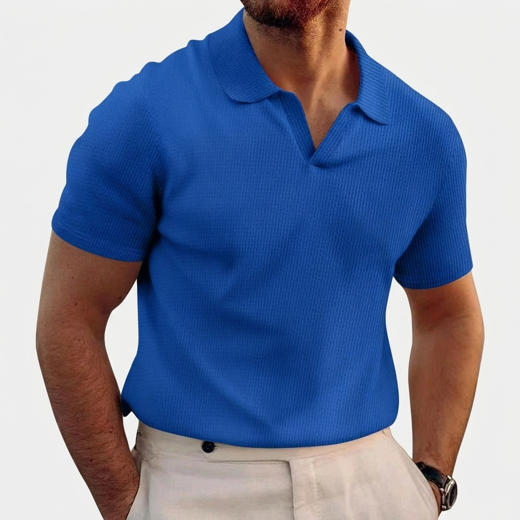 Rivaclo | Men's open collar polo – fitted short sleeves