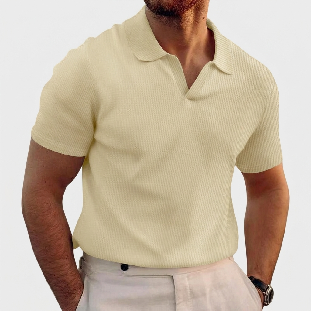 Rivaclo | Men's open collar polo – fitted short sleeves